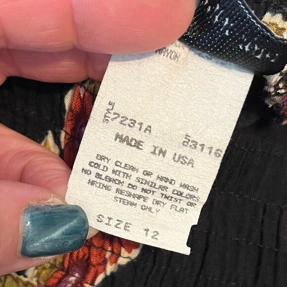 Vintage 80s 90s Maxi Skirt Floral Ruffle Elastic Waist Prairie Cottage Chic - Picture 9 of 9